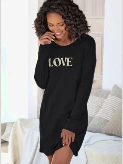 Chemise de nuit courte avec grand imprimé devant