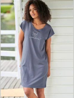 Chemise de nuit courte avec imprimé devant