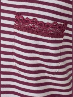 Chemise de nuit rayée avec dentelle