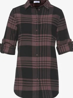 Chemisier à carreaux décontracté, col chemise