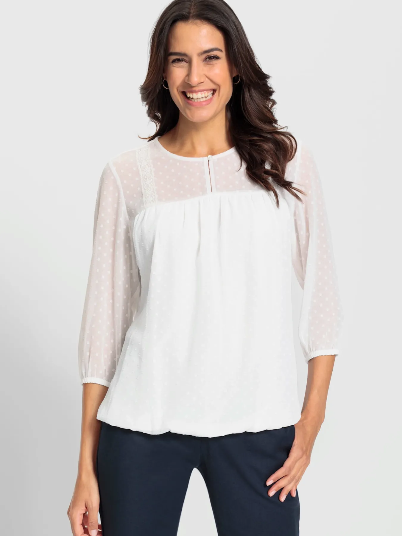 Chemisier à enfiler motif petits pois tissés