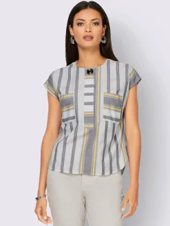 Chemisier à manches courtes pull tendance en mélange de cotons doux