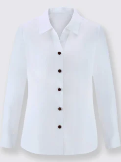 Chemisier coupe classique col chemise manches longues avec boutons contrastés