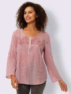 Chemisier en coton avec broderie et applications métalliques