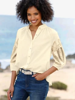 Chemisier en coton broderie avec ourlet ajouré