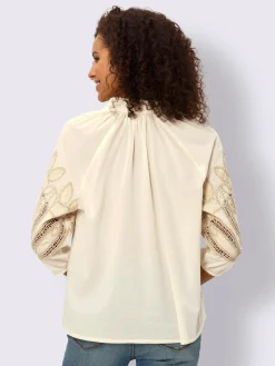 Chemisier en coton broderie avec ourlet ajouré