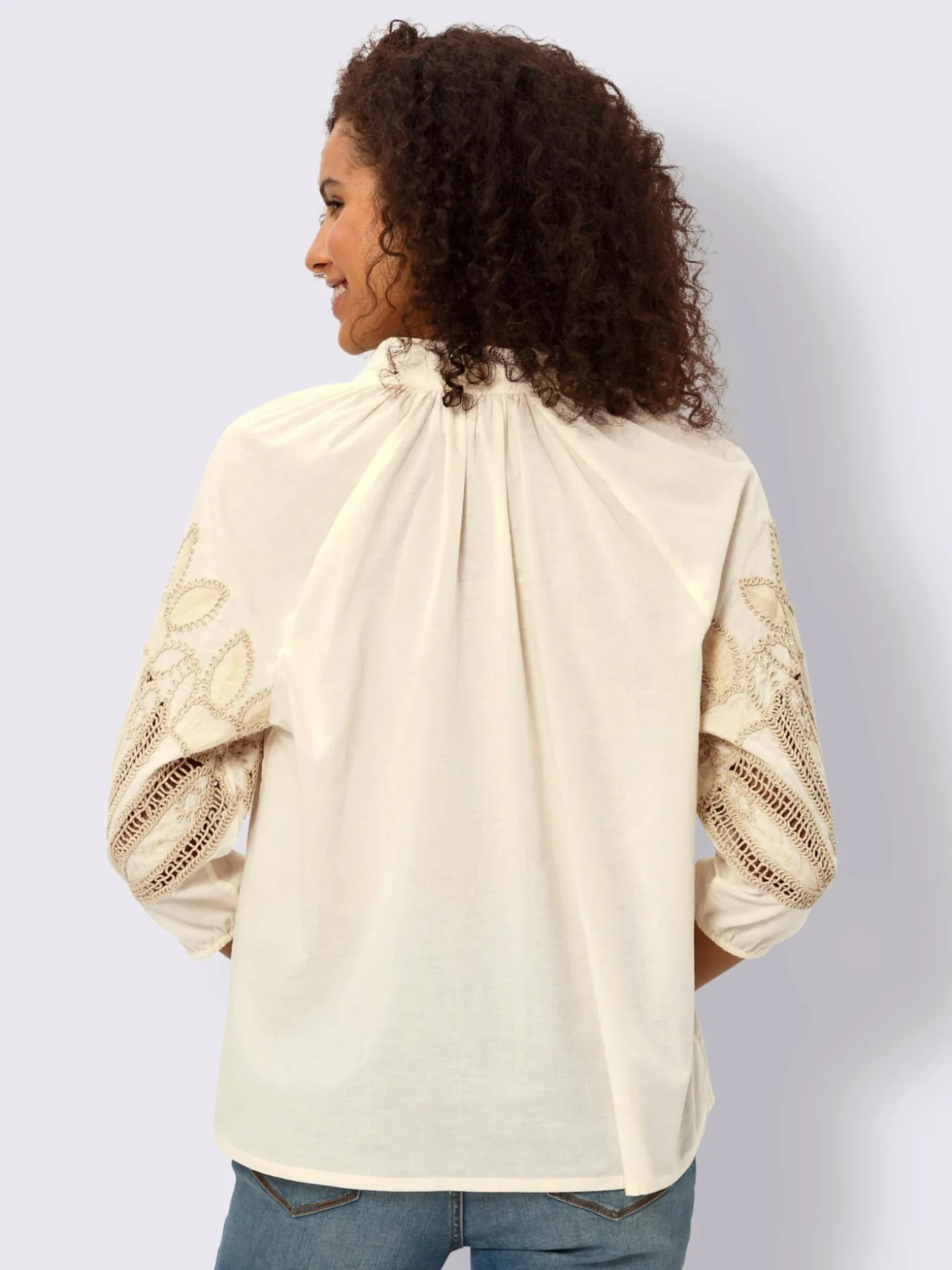 Chemisier en coton broderie avec ourlet ajouré