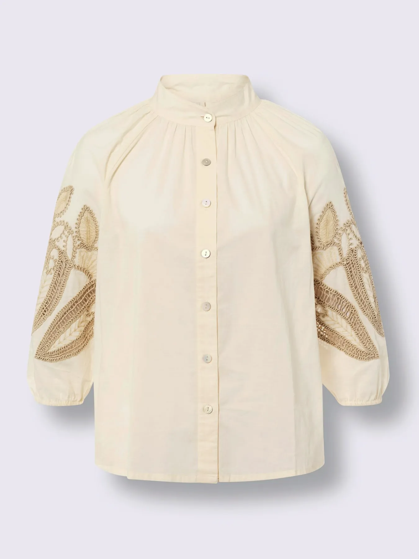 Chemisier en coton broderie avec ourlet ajouré