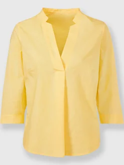 Chemisier en coton joli col montant avec encolure en v