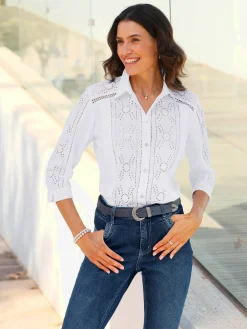 Chemisier en coton superbe broderie de madère