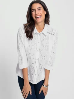 Chemisier en coton superbe broderie de madère