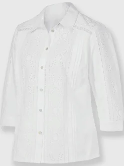 Chemisier en coton superbe broderie de madère