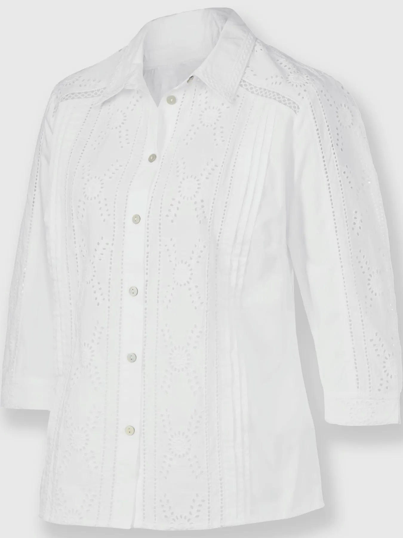 Chemisier en coton superbe broderie de madère