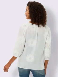Chemisier en coton superbe broderie ajourée