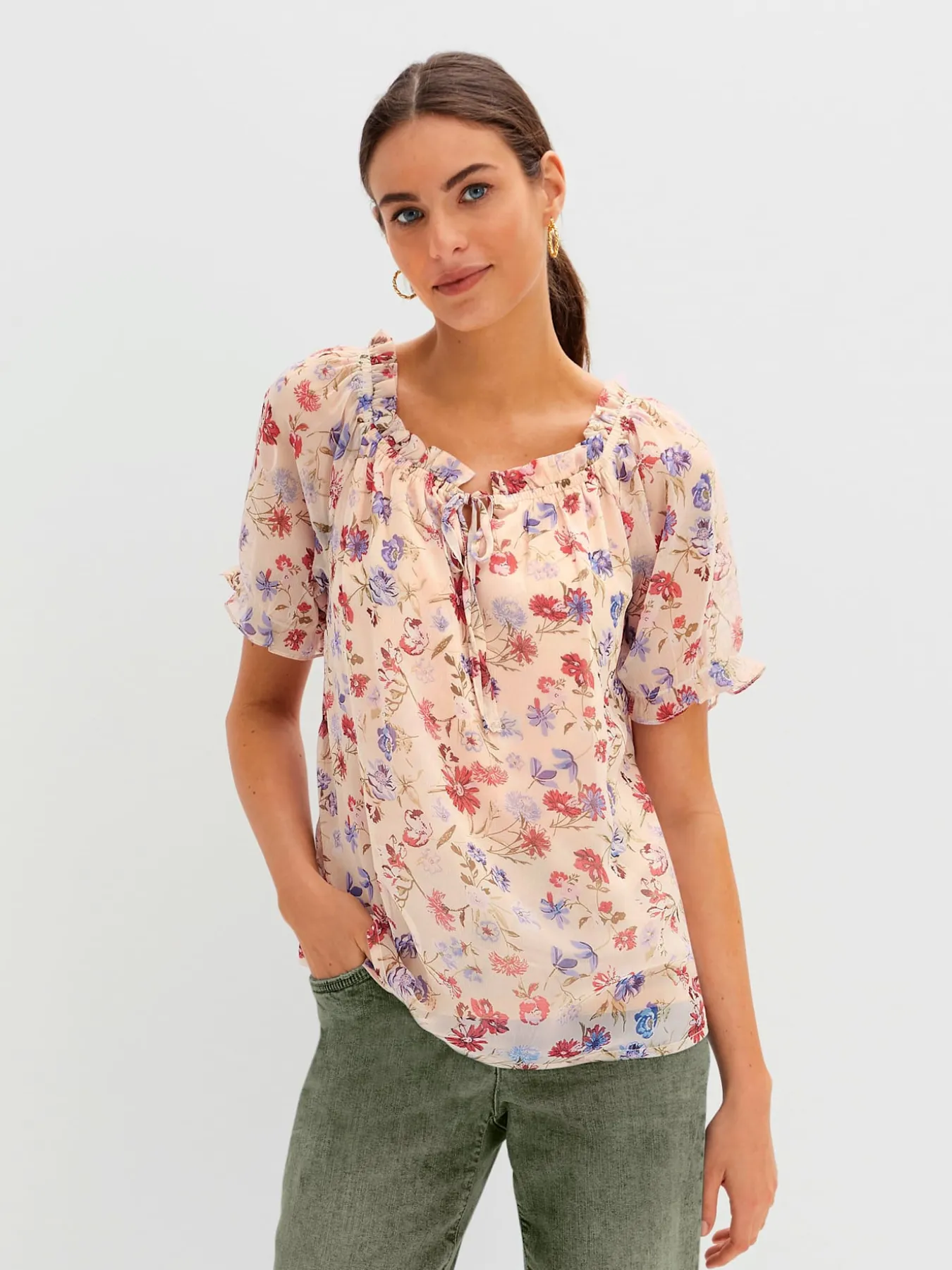 Chemisier en crêpe manches raglan courtes