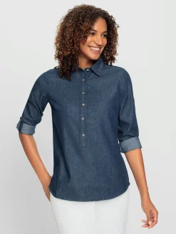 Chemisier en jean pur coton