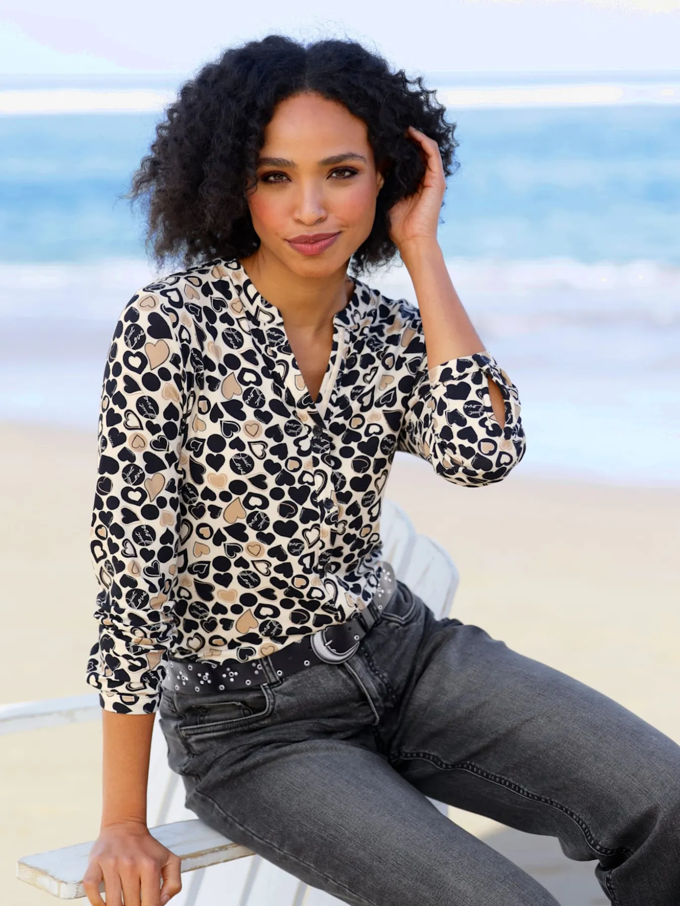 Chemisier en jersey motif cœur tendance