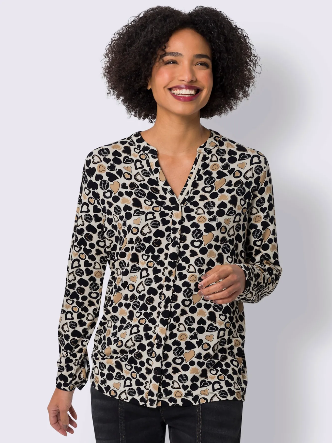 Chemisier en jersey motif cœur tendance