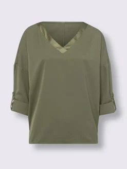 Chemisier encolure en v chevauchante en satin brillant
