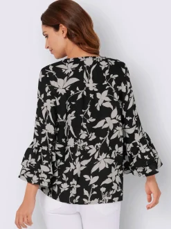 Chemisier femme motif fleuri manches à volants