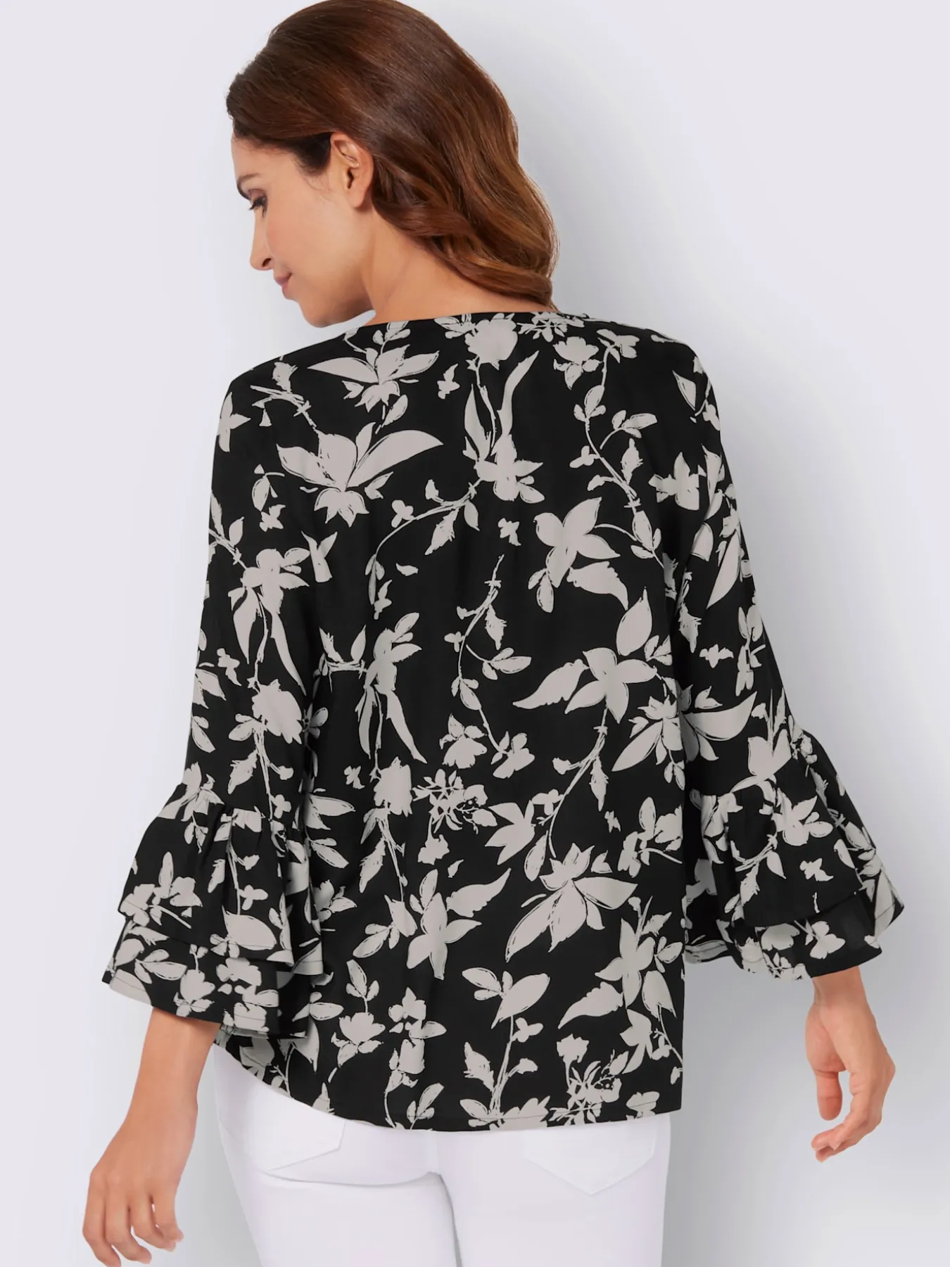 Chemisier femme motif fleuri manches à volants