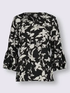 Chemisier femme motif fleuri manches à volants
