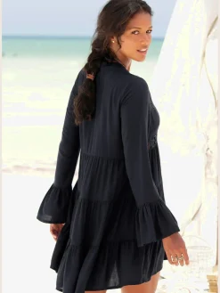 Chemisier long robe caftan courte à encolure en v