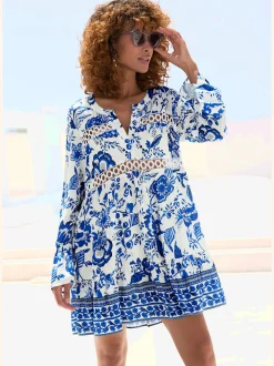 Chemisier long robe caftan courte à encolure en v
