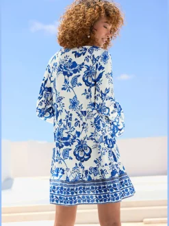 Chemisier long robe caftan courte à encolure en v