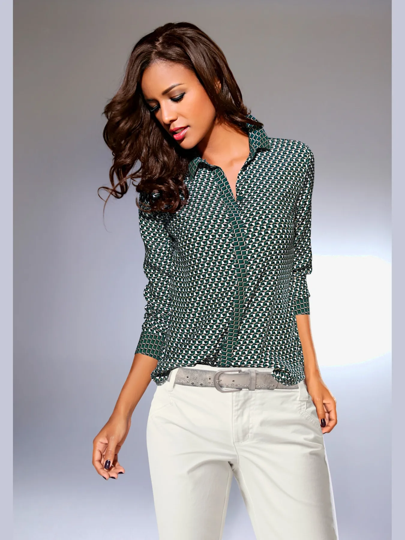 Chemisier look graphique, aspect patchwork