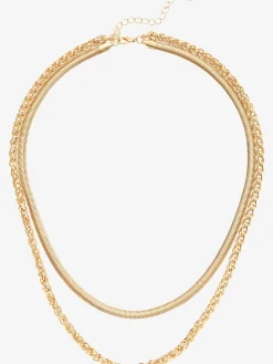 Combinaison de colliers avec chaîne maille serpent et chaîne torsadée