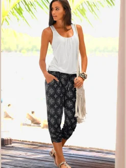 Corsaire de plage pantalon d'été en viscose douce
