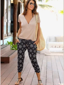 Corsaire de plage pantalon d'été en viscose douce