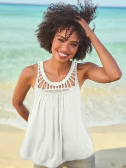 Débardeur dentelle crochetée à l'encolure ronde