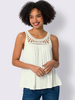Débardeur dentelle crochetée à l'encolure ronde