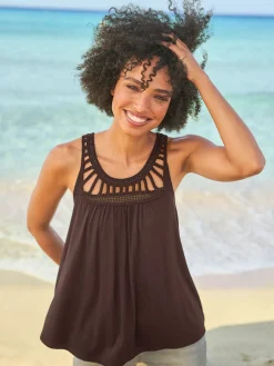 Débardeur dentelle crochetée à l'encolure ronde