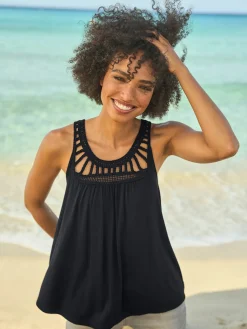 Débardeur dentelle crochetée à l'encolure ronde
