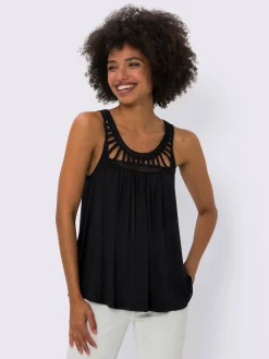 Débardeur dentelle crochetée à l'encolure ronde