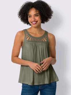Débardeur dentelle crochetée à l'encolure ronde