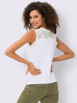 Débardeur en dentelle viscose douce et fluide