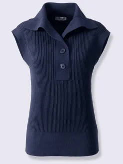 Débardeur en tricot 2 types de cols : col montant ou à revers