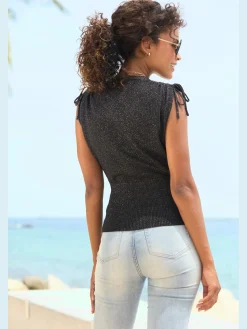 Débardeur en tricot encolure en v aspect superposé