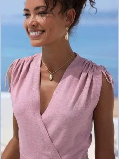 Débardeur en tricot encolure en v aspect superposé