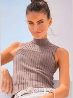 Débardeur en tricot encolure haute