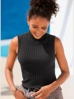 Débardeur en tricot encolure haute