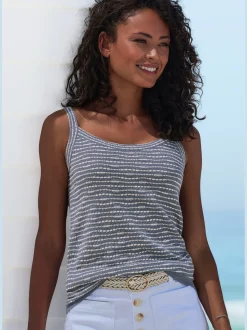 Débardeur en tricot rayures en fils teintés