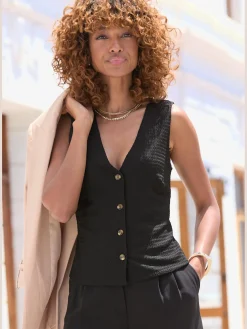 Débardeur gilet de costume à encolure en v profonde