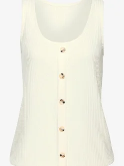 Debardeur patte de boutonnage décorative tendance avec boutons imitation corne