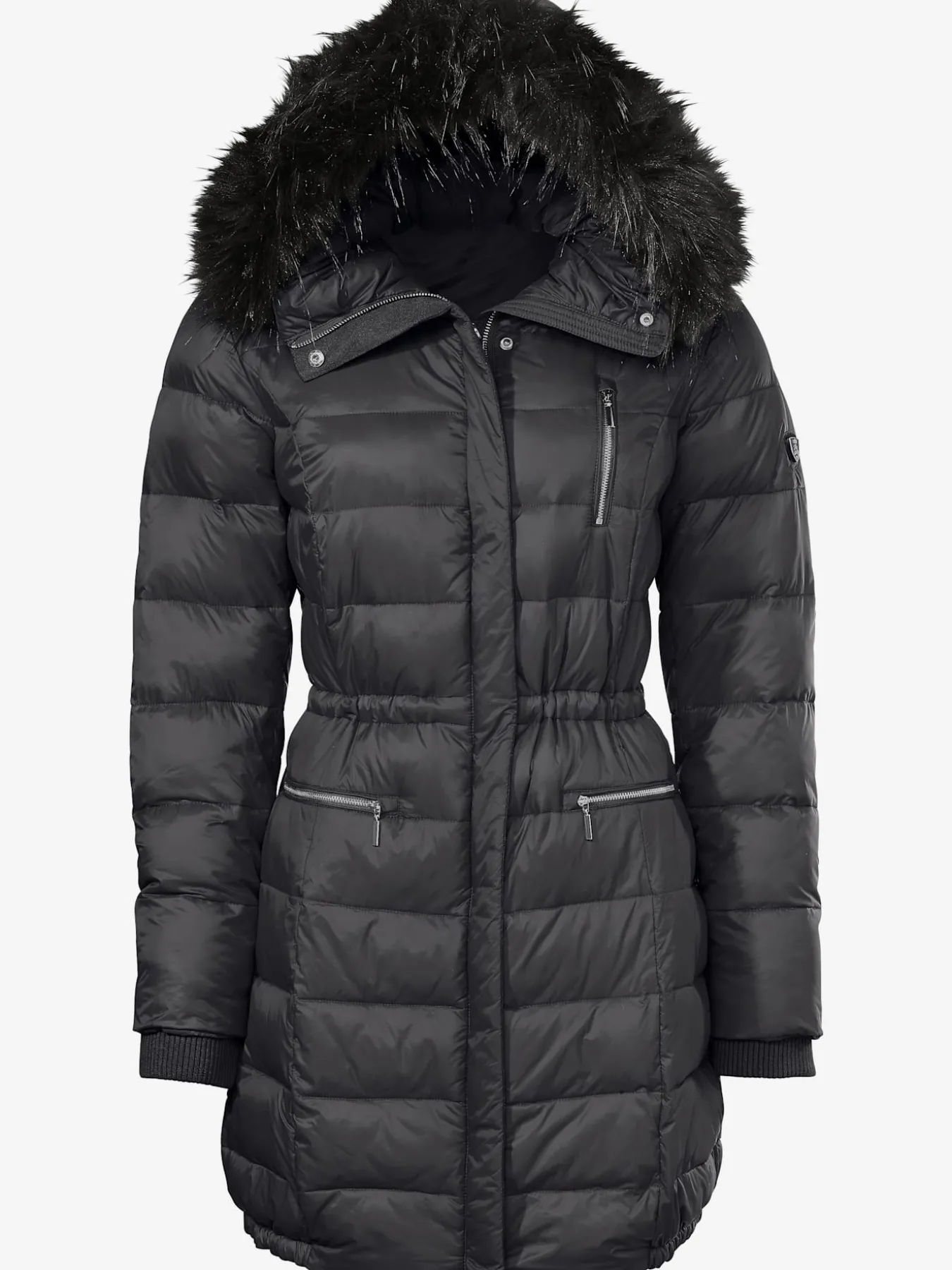 Doudoune imitation fourrure amovible sur capuche amovible