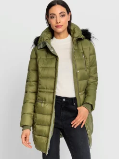 Doudoune imitation fourrure amovible sur capuche amovible